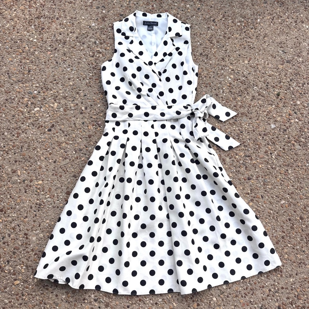 Jessica Howard VTG Inspired Polka Dot Black White Dress Size 4